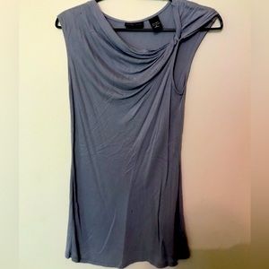 Like new condition light grey blouse with twisted sleeve